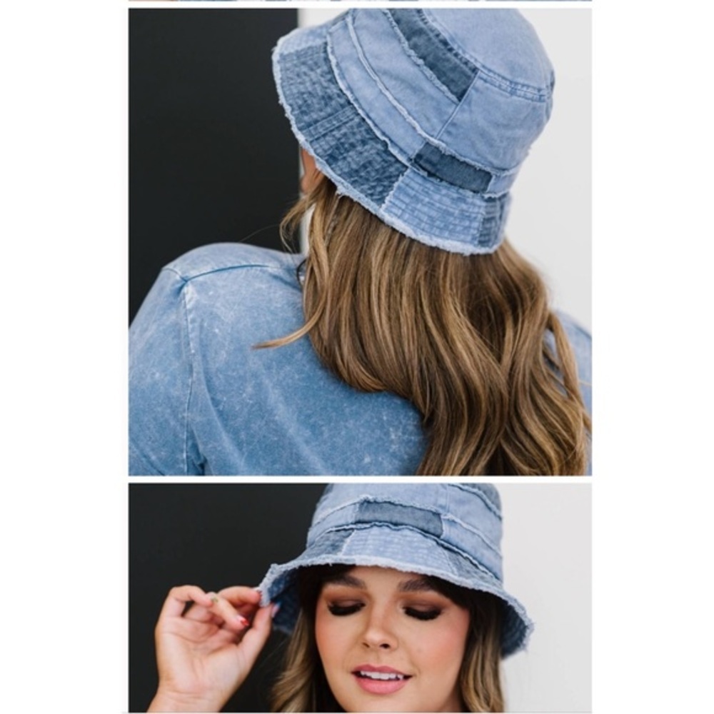 David and Young denim cotton patchwork bucket hat. - Picture 10 of 10